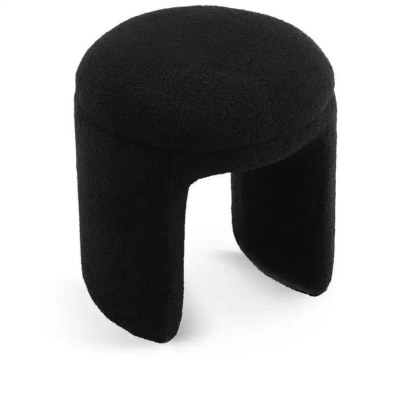 Pouffe/tabouret en tissu imitation peau de mouton