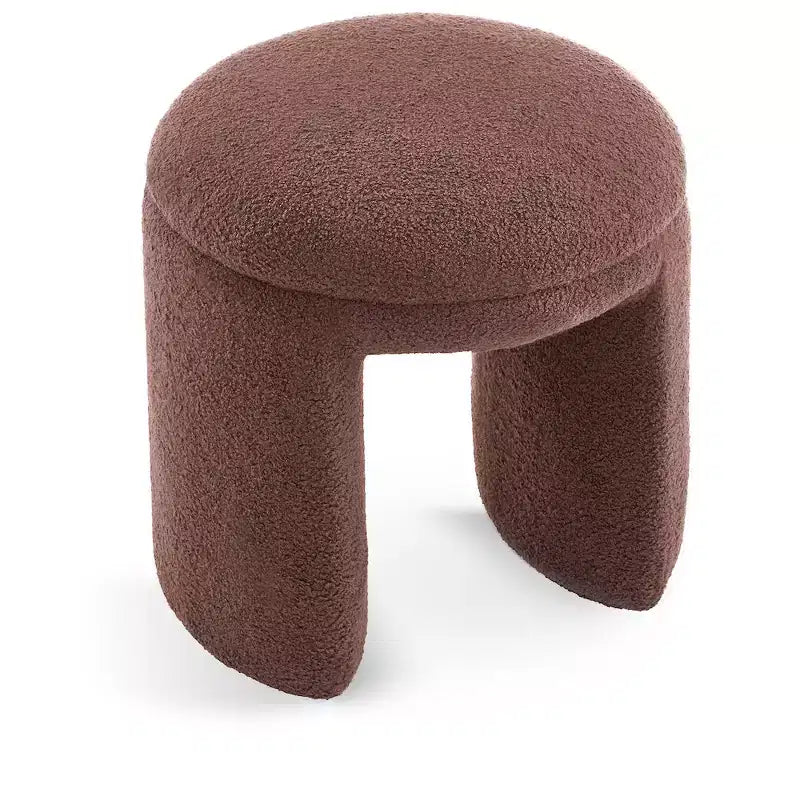 Pouffe/tabouret en tissu imitation peau de mouton