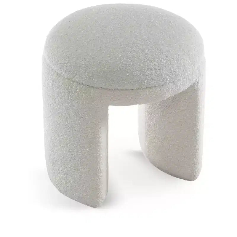 Pouffe/tabouret en tissu imitation peau de mouton
