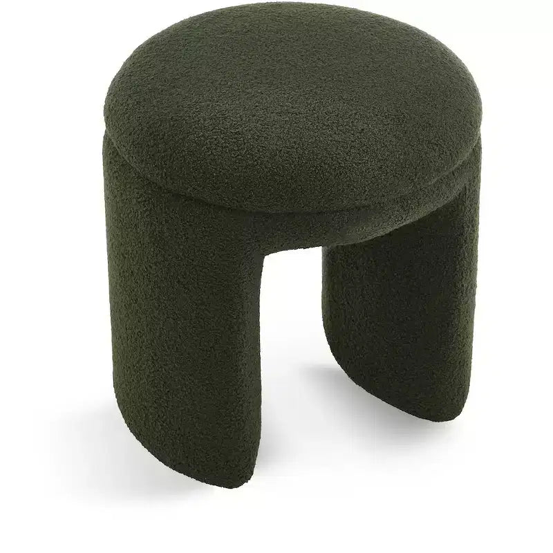 Pouffe/tabouret en tissu imitation peau de mouton