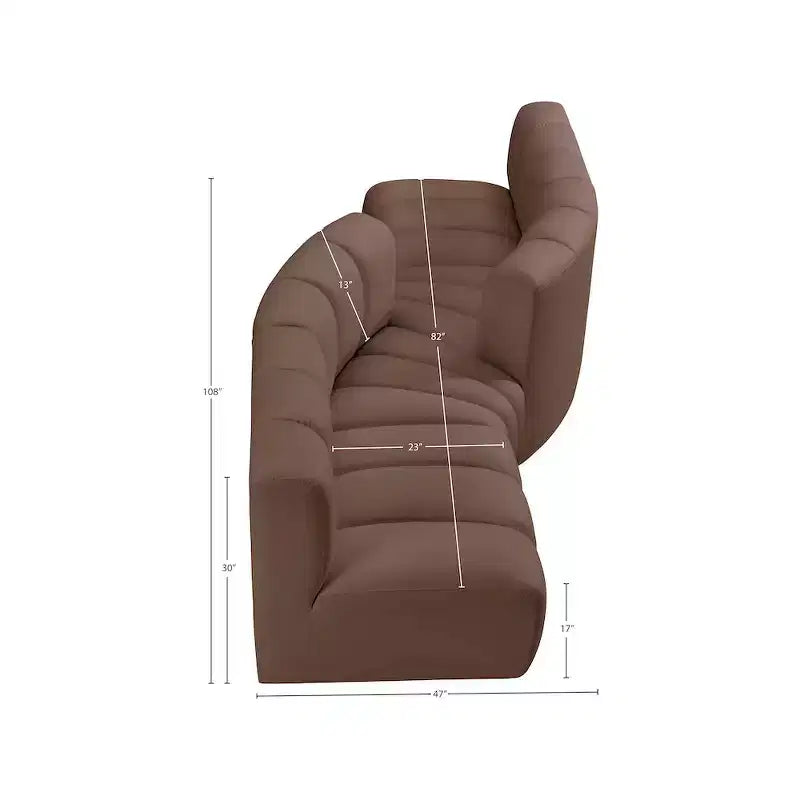 Canapé Modulable Arc en Cuir Végan Marron