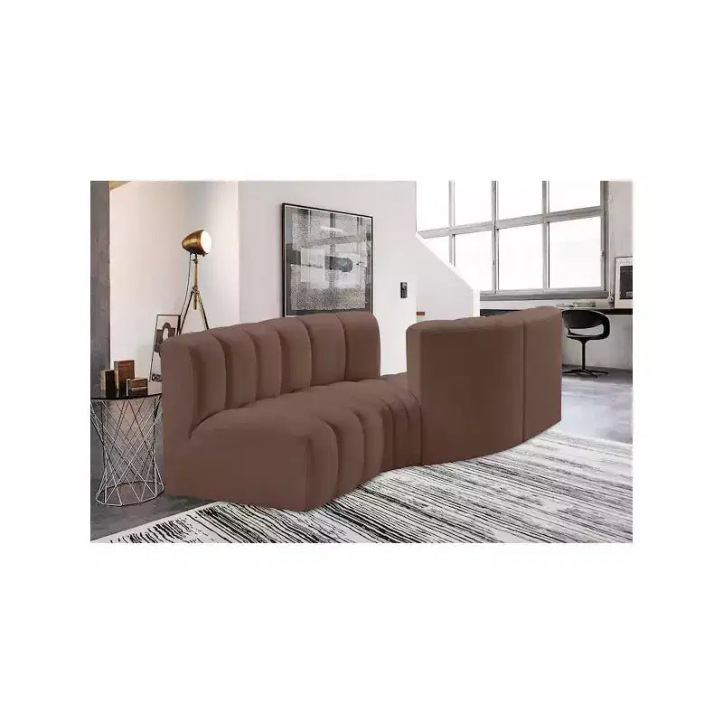Canapé Modulable Arc en Cuir Végan Marron