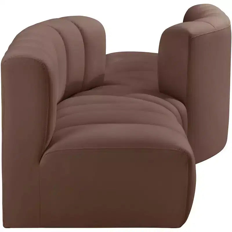 Canapé Modulable Arc en Cuir Végan Marron