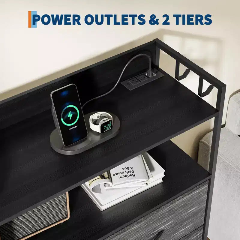 Commode de Rangement 55 avec 8+3 Tiroirs en Tissu, 4 Poches Latérales, Lumières LED et Station de Charge pour Chambre à Coucher