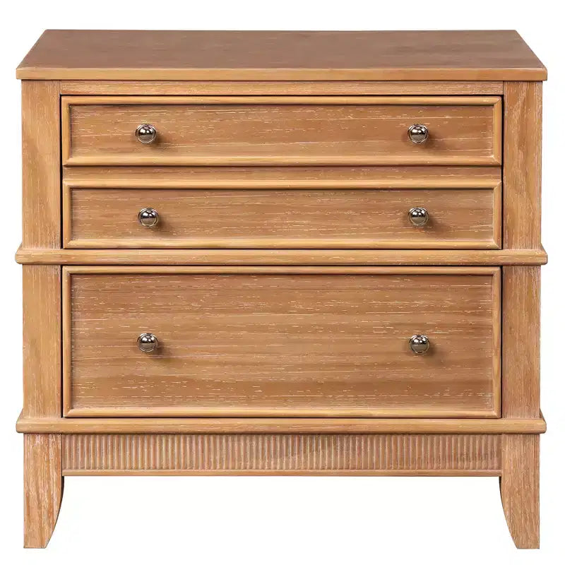 Table de chevet rustique en bois à 3 tiroirs (lot de 2)