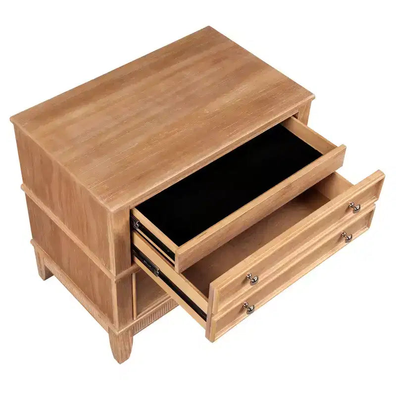 Table de chevet rustique en bois à 3 tiroirs (lot de 2)