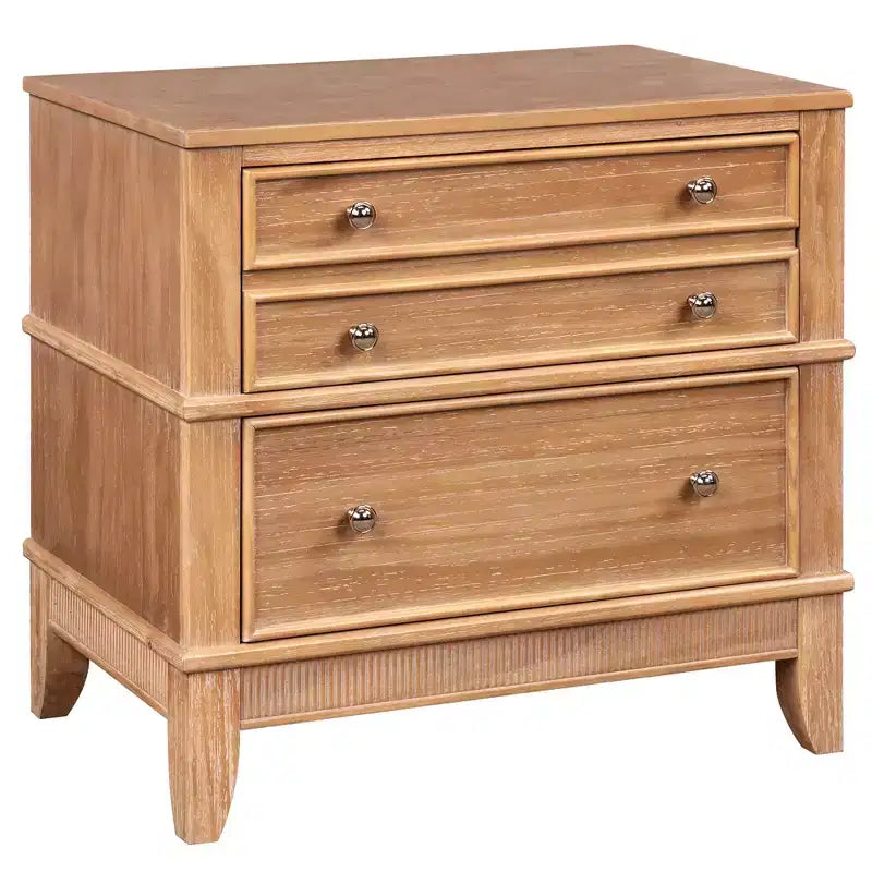 Table de chevet rustique en bois à 3 tiroirs (lot de 2)