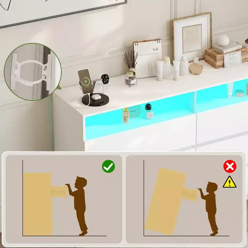 Coiffeuse moderne à 6 tiroirs avec plateau coulissant, comprenant des tiroirs, un organiseur pour chambre, dressing et salon