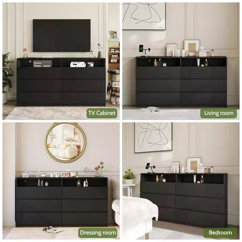 Coiffeuse moderne à 6 tiroirs avec plateau coulissant, comprenant des tiroirs, un organiseur pour chambre, dressing et salon