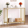 Console Table, Tempered Glass Sofa Table with Glass Shelf and Metal Frame, Narrow Couch Modern Entryway Table, Metal Frame, for Living Room, Hallway