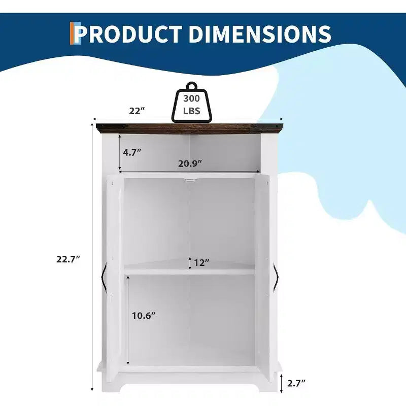 Petit meuble de salle de bain d'angle avec portes, meuble d'angle pour salle de bain, cuisine, salon, blanc