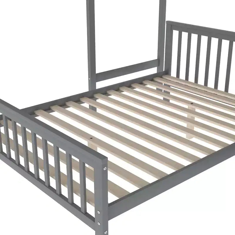 Lit superposé double en bois massif avec 3 tiroirs de rangement, lit mezzanine en bois et cadre de lit plateforme, peut être séparé en 2 lits