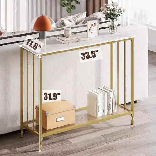 Console industrielle de 41,5 pouces, table d'entrée étroite avec étagère en verre et cadre en métal, table derrière le canapé pour couloir, salon