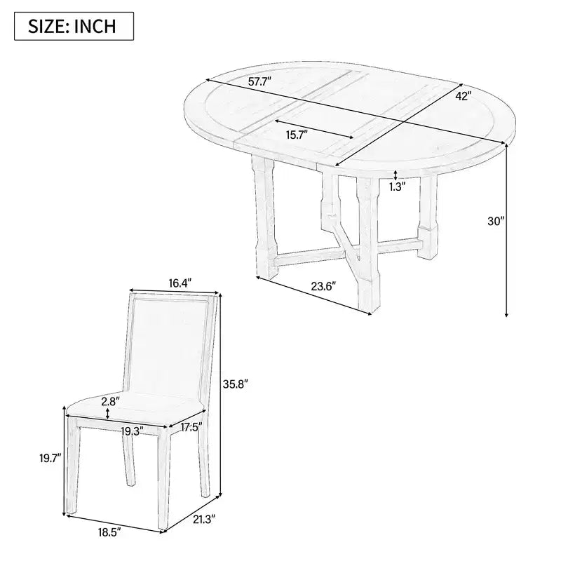 Ensemble de salle à manger 5 pièces avec table ronde extensible et chaises rembourrées