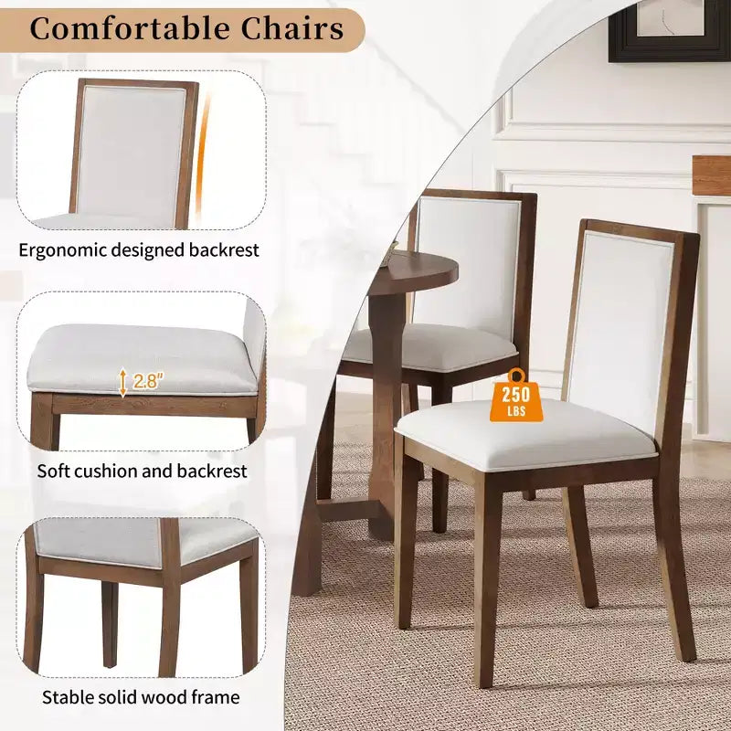 Ensemble de salle à manger 5 pièces avec table ronde extensible et chaises rembourrées
