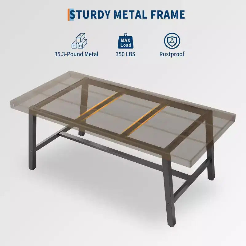 Table à manger industrielle pour 4 à 6 personnes, table de cuisine en bois de 160 cm de long avec cadre métallique robuste – Comptoir rectangulaire pour 4 à 6 personnes pour le dîner