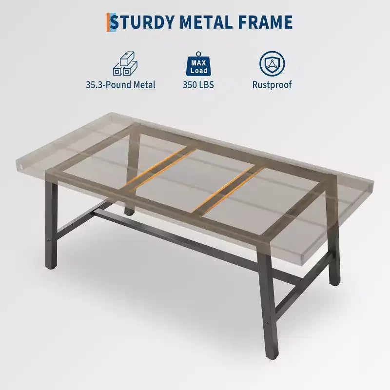 Table à manger industrielle pour 4 à 6 personnes, table de cuisine en bois de 160 cm de long avec cadre métallique robuste – Comptoir rectangulaire pour 4 à 6 personnes pour le dîner