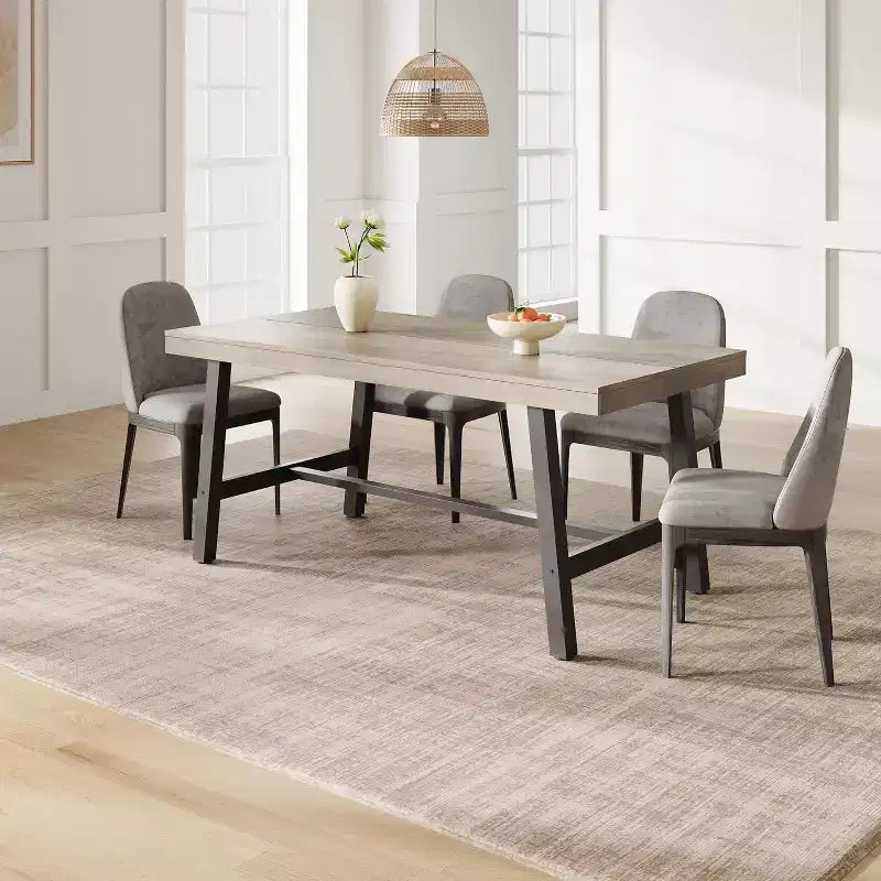 Table à manger industrielle pour 4 à 6 personnes, table de cuisine en bois de 160 cm de long avec cadre métallique robuste – Comptoir rectangulaire pour 4 à 6 personnes pour le dîner