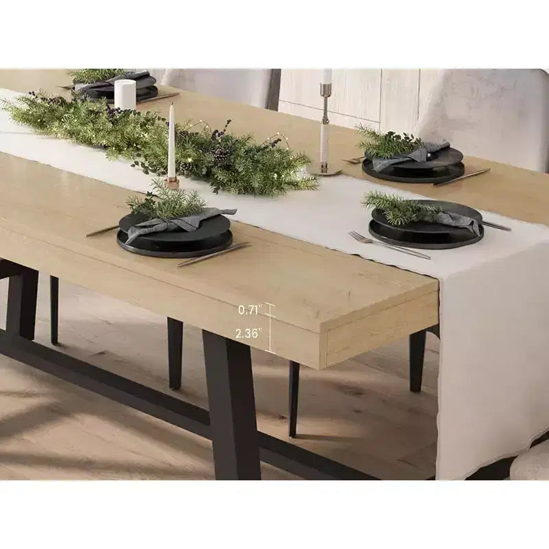 Table à manger industrielle pour 4 à 6 personnes, table de cuisine en bois de 160 cm de long avec cadre métallique robuste – Comptoir rectangulaire pour 4 à 6 personnes pour le dîner