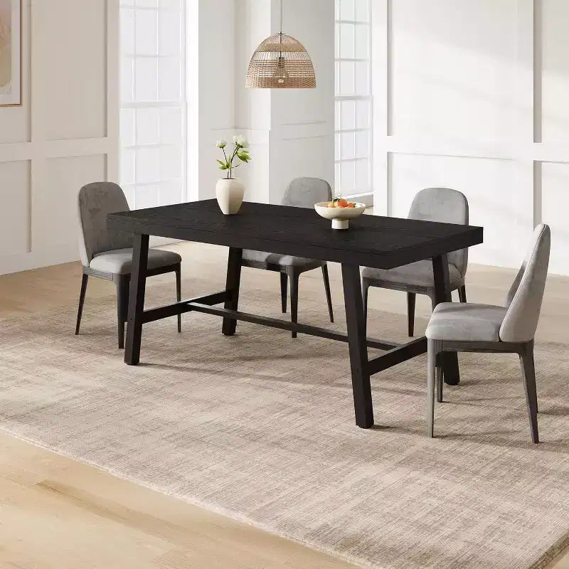 Table à manger industrielle pour 4 à 6 personnes, table de cuisine en bois de 160 cm de long avec cadre métallique robuste – Comptoir rectangulaire pour 4 à 6 personnes pour le dîner