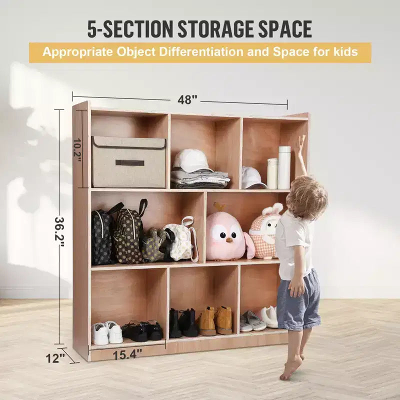 Meuble de rangement mobile à 8 compartiments avec 2 boîtes de rangement, étagères à jouets pour salles de classe, garderies, maisons, maternelles