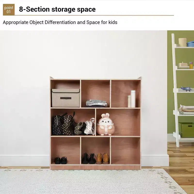 Meuble de rangement mobile à 8 compartiments avec 2 boîtes de rangement, étagères à jouets pour salles de classe, garderies, maisons, maternelles