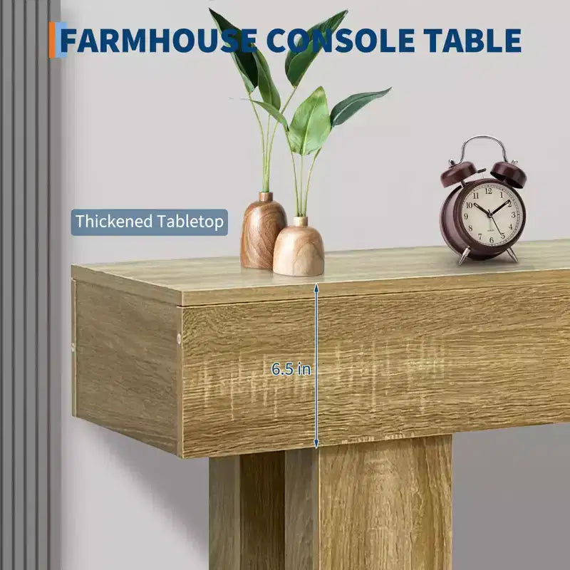 Console en bois massif pour entrée, Table de canapé de style ferme de 63 pouces pour l'arrière du canapé, Tables d'appoint rectangulaires pour salon, couloir, foyer