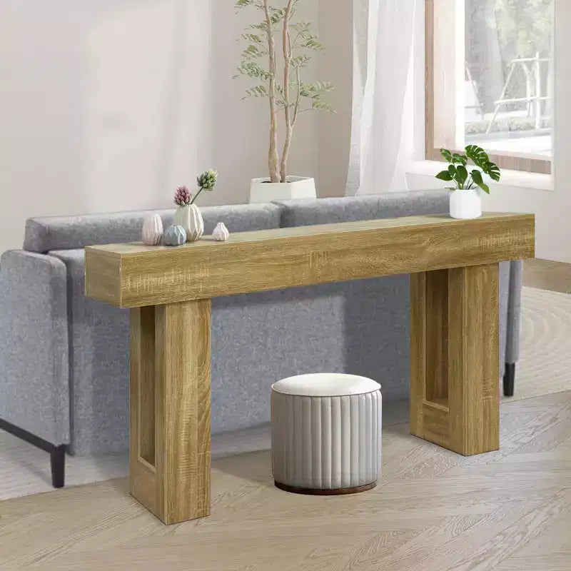 Console en bois massif pour entrée, Table de canapé de style ferme de 63 pouces pour l'arrière du canapé, Tables d'appoint rectangulaires pour salon, couloir, foyer