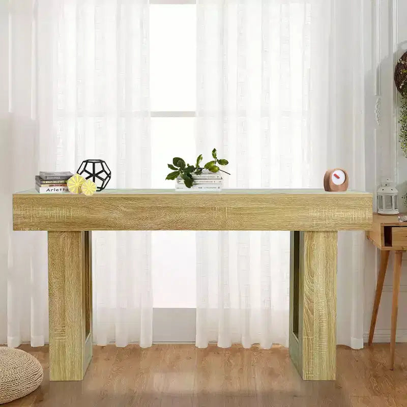 Console en bois massif pour entrée, Table de canapé de style ferme de 63 pouces pour l'arrière du canapé, Tables d'appoint rectangulaires pour salon, couloir, foyer