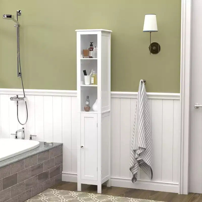 Meuble de rangement de salle de bain avec étagères réglables et portes réversibles