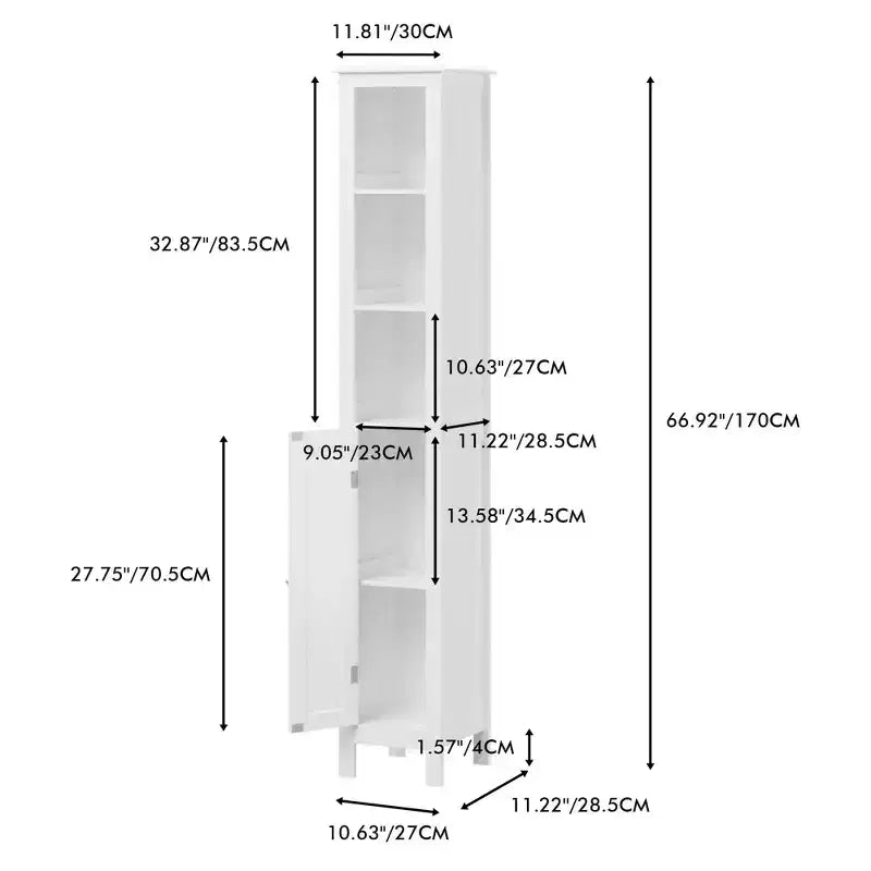 Meuble de rangement de salle de bain avec étagères réglables et portes réversibles
