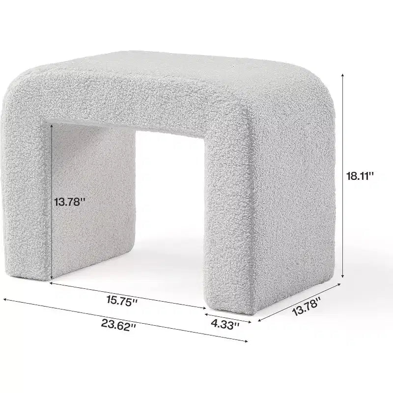 Tabouret de courtoisie moderne Lantine, pouf rembourré, repose-pieds de canapé arqué pour salon, tabouret à chaussures pour entrée, entièrement assemblé