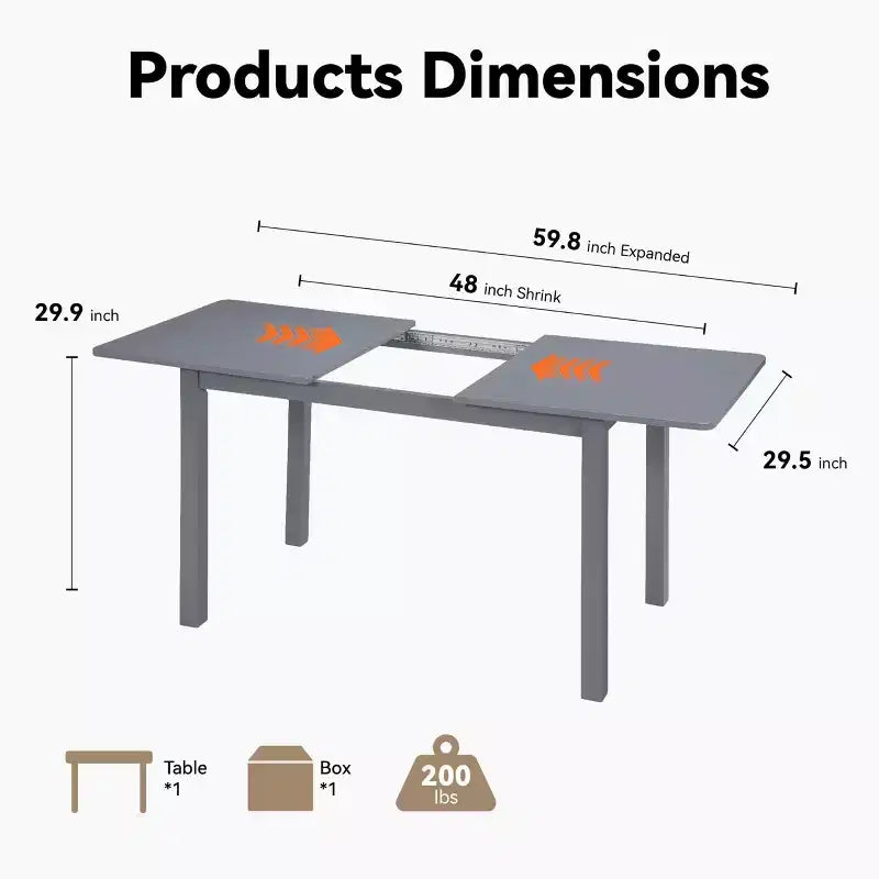 Table à manger extensible 59 po 4-8 places | Table moderne à abattants pour cuisine et bureau à domicile, idéale pour les petits espaces