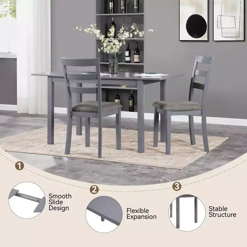 Table à manger extensible 59 po 4-8 places | Table moderne à abattants pour cuisine et bureau à domicile, idéale pour les petits espaces
