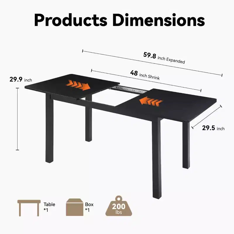 Table à manger extensible 59 po 4-8 places | Table moderne à abattants pour cuisine et bureau à domicile, idéale pour les petits espaces