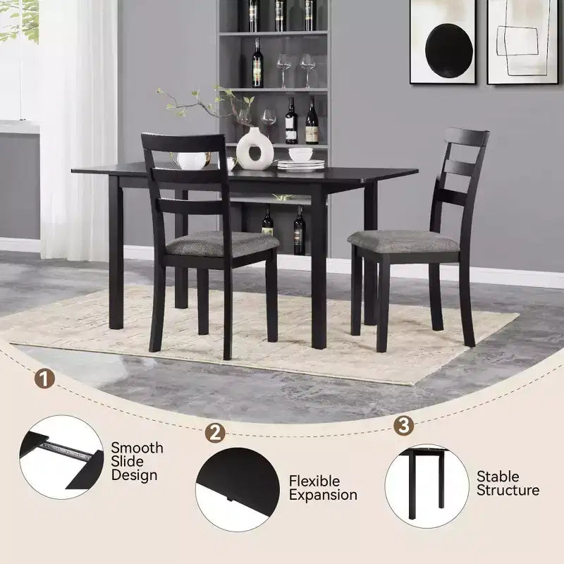 Table à manger extensible 59 po 4-8 places | Table moderne à abattants pour cuisine et bureau à domicile, idéale pour les petits espaces