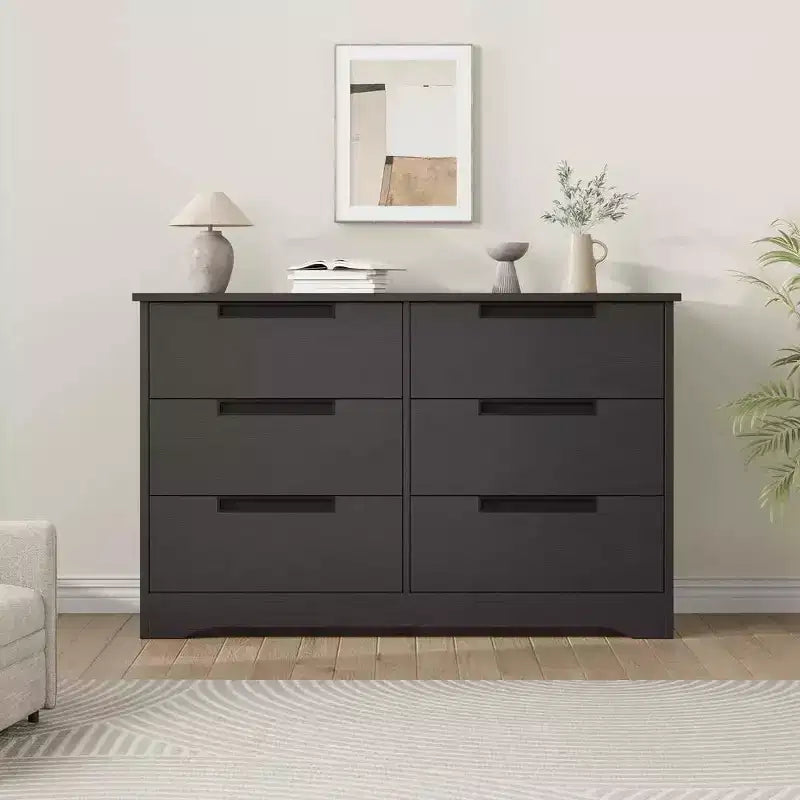 Commode moderne à 6 tiroirs – Double largeur avec poignées intégrées pour chambre et chambre d'enfant