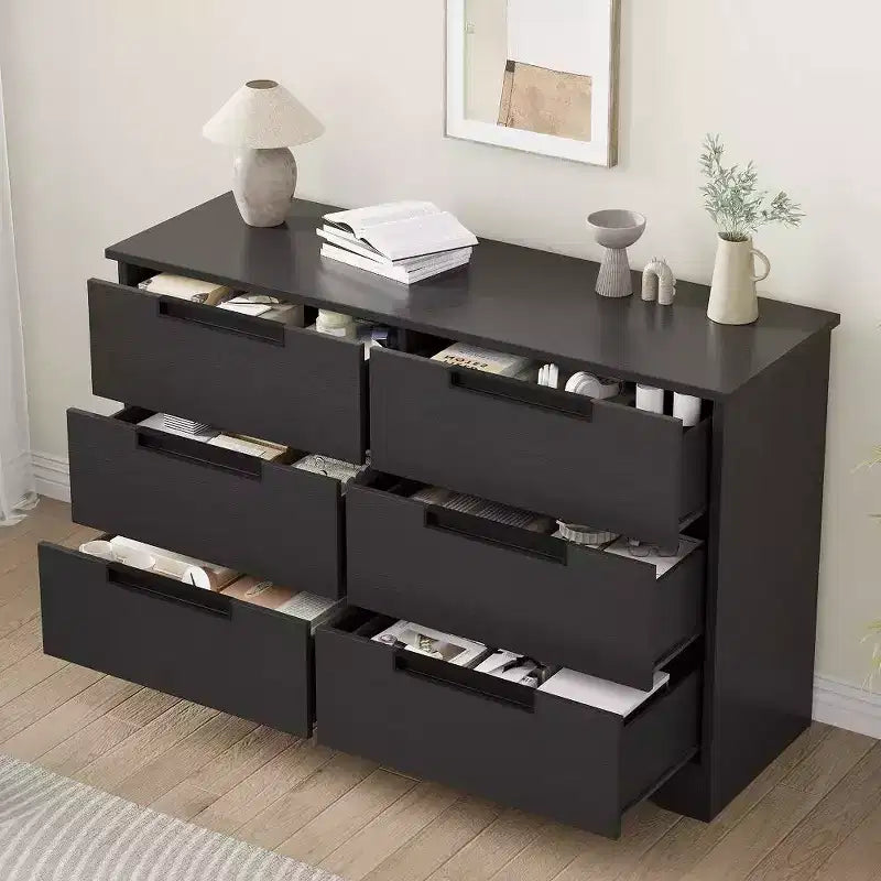 Commode moderne à 6 tiroirs – Double largeur avec poignées intégrées pour chambre et chambre d'enfant
