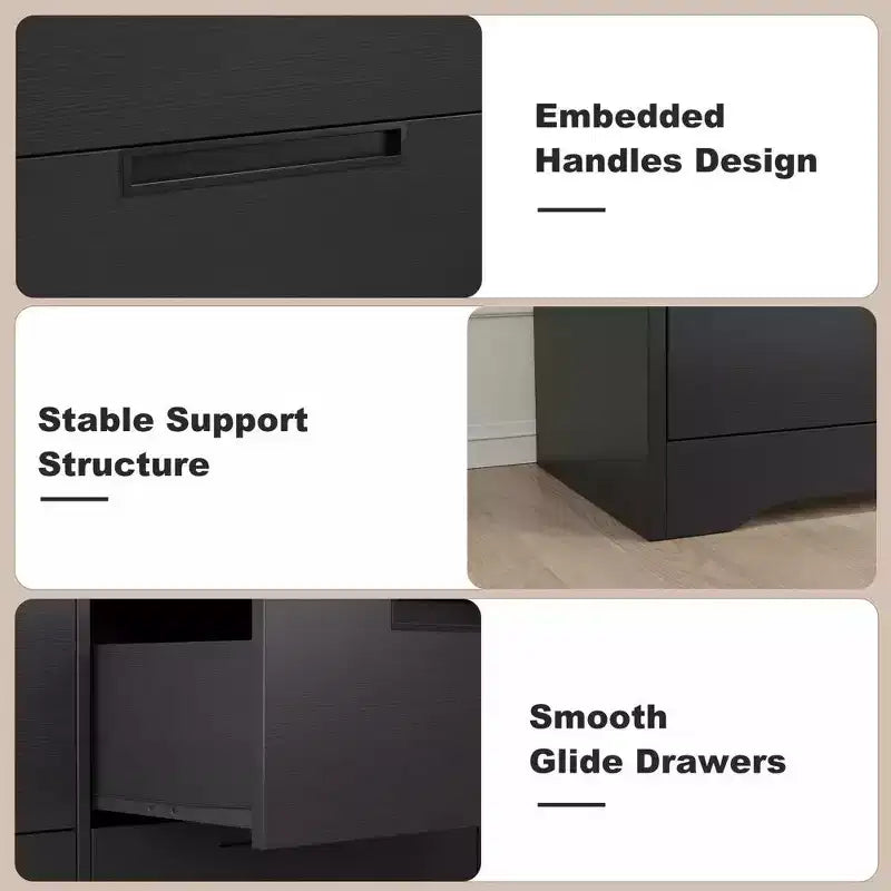 Commode moderne à 6 tiroirs – Double largeur avec poignées intégrées pour chambre et chambre d'enfant