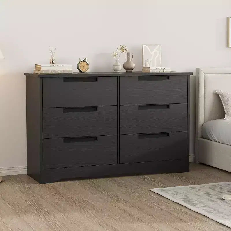 Commode moderne à 6 tiroirs – Double largeur avec poignées intégrées pour chambre et chambre d'enfant