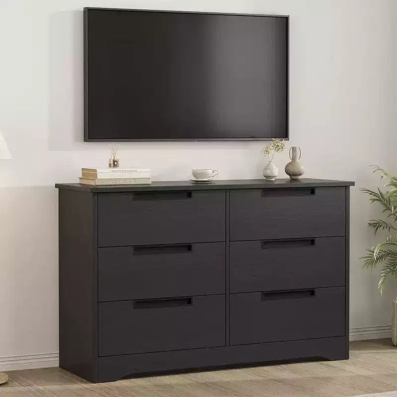 Commode moderne à 6 tiroirs – Double largeur avec poignées intégrées pour chambre et chambre d'enfant