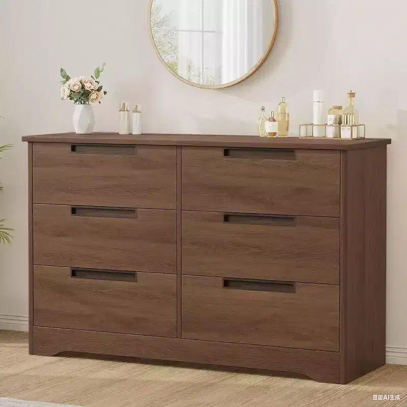 Commode moderne à 6 tiroirs – Double largeur avec poignées intégrées pour chambre et chambre d'enfant