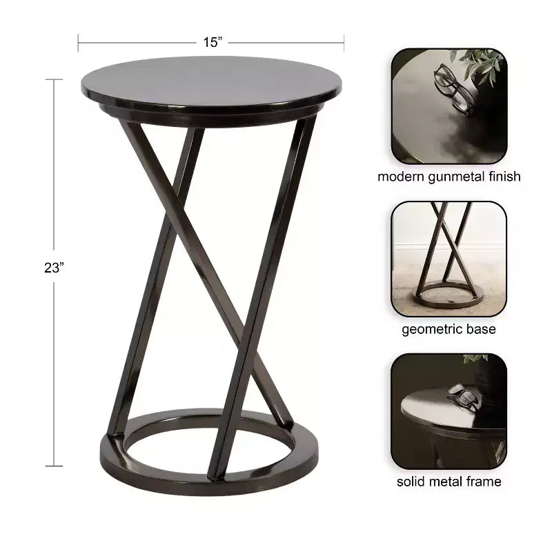Table d'appoint ronde en métal
